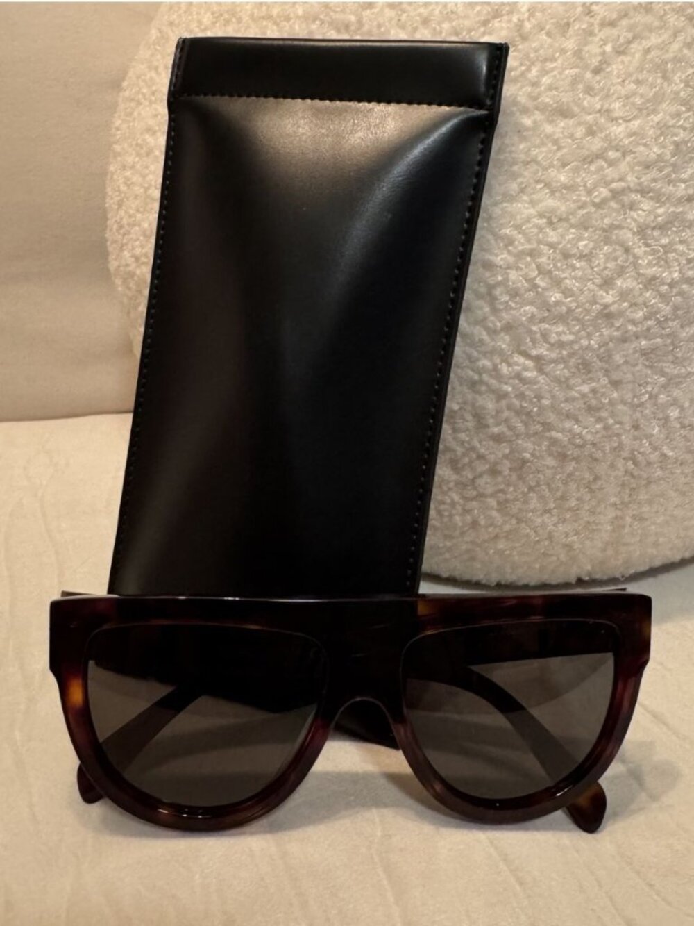 CELINE CL4001IN 54R Havana Square Polarized Sunglasses Green Lenses – Unisex - Picture 3 of 9
